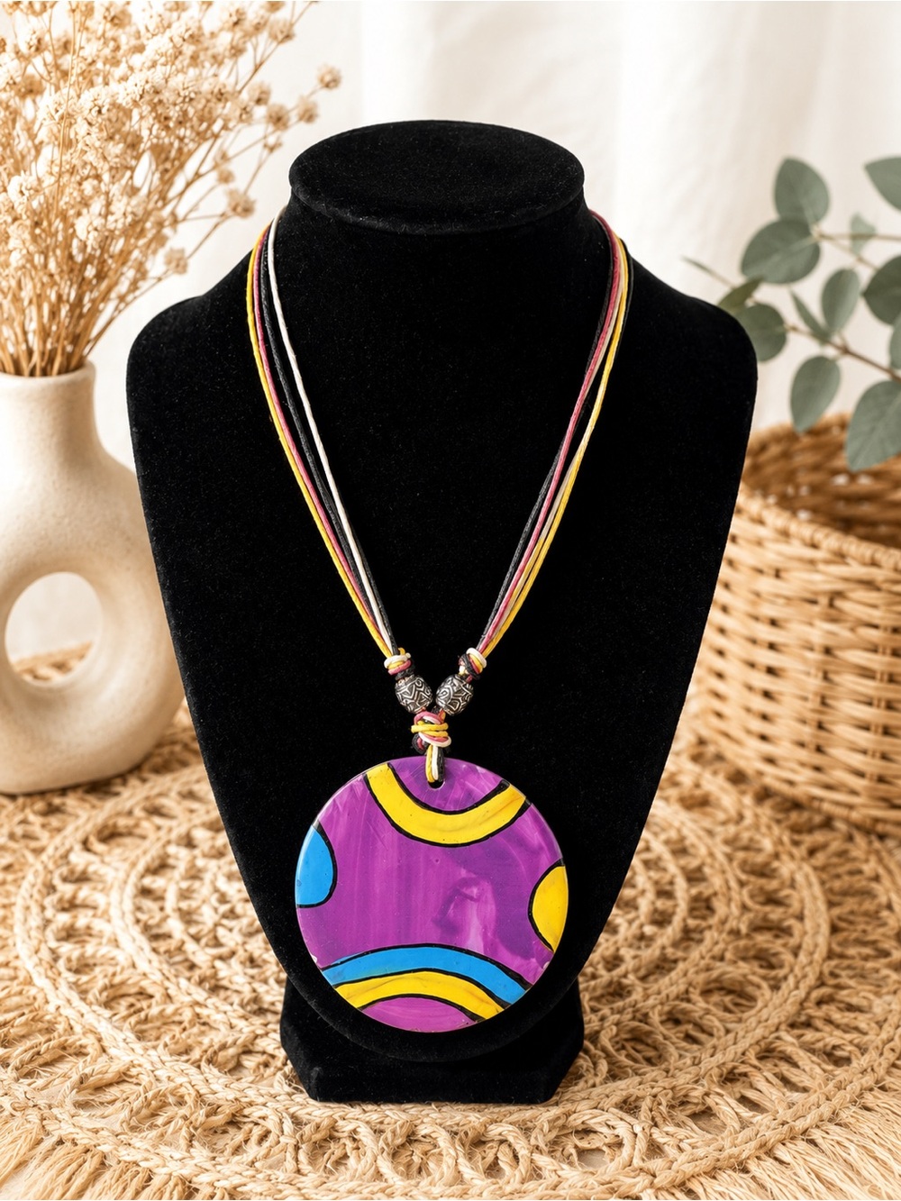 5/25 ✨✨ Boho Purple Multicolor Round Pendant Necklace